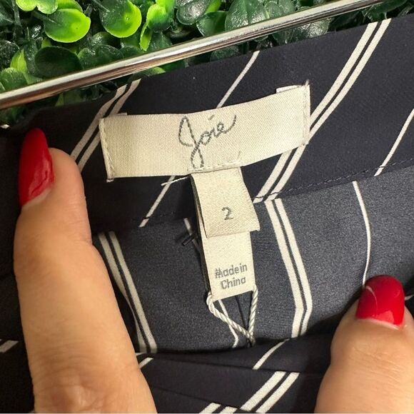 NWT JOIE Womens Stripe LUNDYN Midnight Skirt Career Flowy Navy Sz 2 - Picture 9 of 10